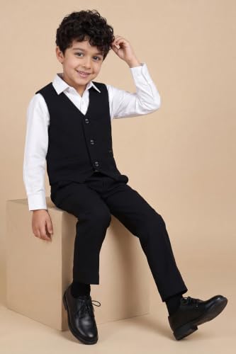 Image of Allen Solly Boys Navy Solid Regular Fit Waistcoat