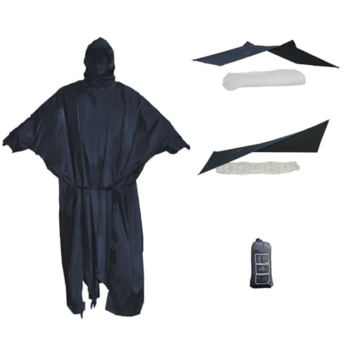 onewind Poncho de lluvia para senderismo, XL de silnylon, versátil para refugio, camping, para campistas altos, impermeable, transpirable, ligero, plegable, protección contra la lluvia, 264 x 160 cm,