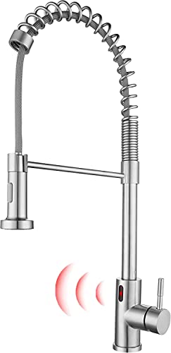 Gangang Berührungsloser Küchenspülenhahn Pull Down Spring Automatischer Sensormischer Edelstahlbürste Nickel