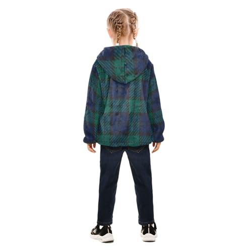 GuoChe Navy Blue Green Plaid Toddler Sherpa Jacket4