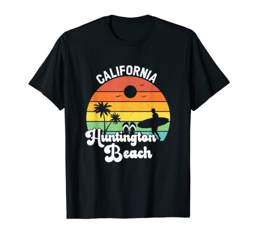 Huntington beach california retro vintage surf homme t-shirt