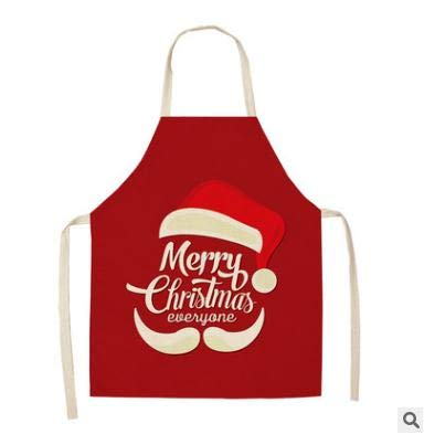 Tablier de Noël rouge avec motif lin lavable pour décoration de table et cuisine