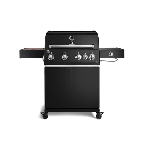 BURNHARD Gasgrill 4-Brenner 21 2 kW Gesamtleistung Infrarot-Keramikbrenner Seitenkochfeld Edelstahl Gussrost große Grillfläche Piezo-Zündung Big FRED Deluxe