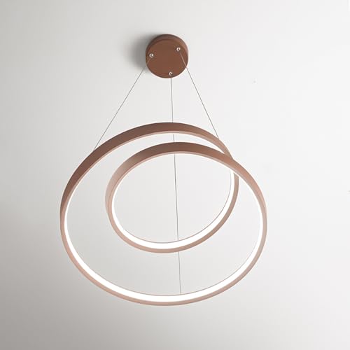 Plafonnier LED 55W suspendu 3000K luminaire aluminium cannelle salon
