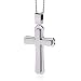 Men's Cross Necklace 24 Inch Curb Chain 2 Dimensional Large Pendant (Silver Tone)