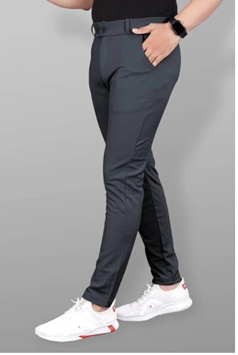 Image of NoseQueen Men's Slim Fit Cargo Trousers | Stretchable Formal Men Trousers | Stylish Slim Fit Trouser for Men | Polycotton Knitted Fabric Pant for Men's