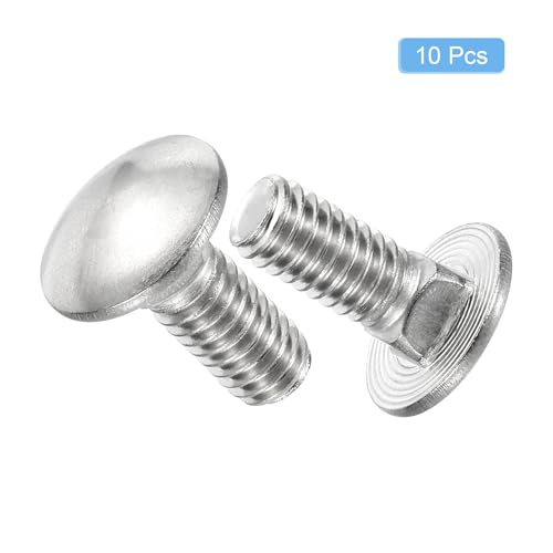 Image of uxcell 5 /16-18x3 /4 Carriage Bolt, 10pcs Round Head Square Neck Screws, 304 Stainless Steel, Fully Threaded, Silver
