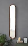 A&B Home Oval Mirror, 9.5' x 47' Long Narrow Mirror with Rubber Frame, Wall Mounted for Hallway, Living Room, Bedroom, Bathroom, Brown