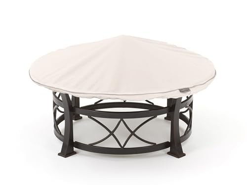 Covermates Round Firepit Top Cover - Premium Polyester, Weather Resistant, Drawcord Hem, Fire Pit Covers, Round TOP 42-48 Diameter, Stone