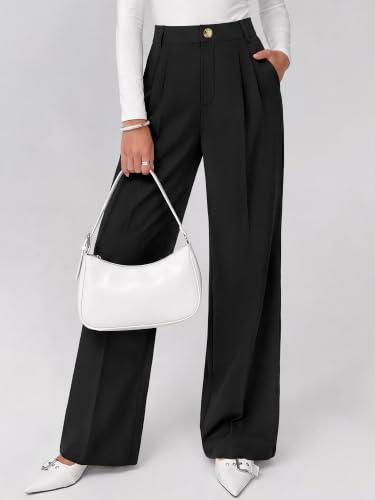 KIRUNDO 2026 Fall Wide Leg Pants for Women High Waisted Slack(Black,S) - image 3