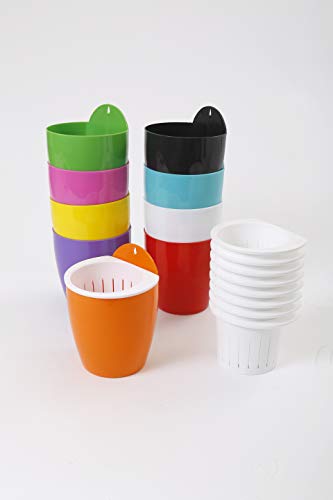 CAPPL Cotton, Polypropylene Self Watering Hanging Planters, Multicolour , 129 x137 mm, 12 Inner Pots, 12 Outer Pots and Ropes