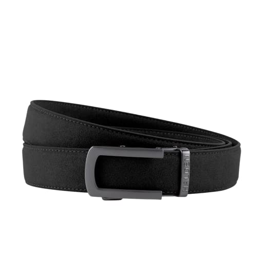 Image of HALDEN Micro Fiber Suede Belt for Men | Vegan Ratchet Belt with Magnetic Auto-Lock Buckle | Adjustable Formal Belt Fits Up to 44 Inch Waist