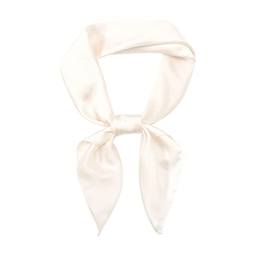RIIQIICHY Femme Foulard Satin Blanc Echarpe Petit Carré Soie Foulard Cheveux Motif Bandana Bandeau Mouchoir 70x70cm