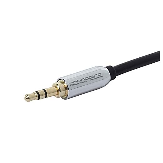 Monoprice Audio Cable - 3 Feet - Black | 3.5mm Stereo Male to RCA Stereo Male Gold Plated Cable for Mobile