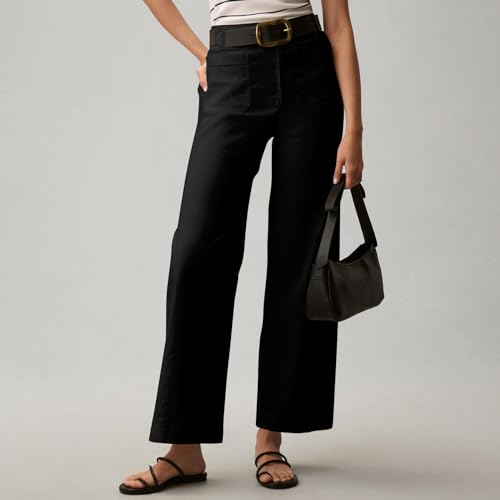 Wide Leg Work Pants Women Stretch Twill Back Elastic Waist Work Pants Business Casual Loose Fit Chino Pants Trousers3