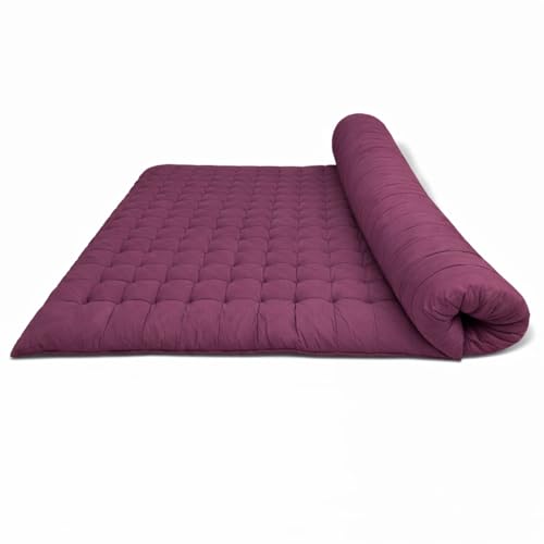 Image of ATOOTFUSION Soft Cotton Quilt | Foldable Light Weight Filled Single Firm Cotton Quilt Mattress| Gadda (Solid Coloured, Sleeping Capacity, 6 x 6 ft or 72 x 72 Inches) Double Bed (Plum)