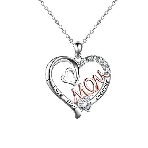 Collier cœur Moissanite gravé I Love You Forever cadeau femme