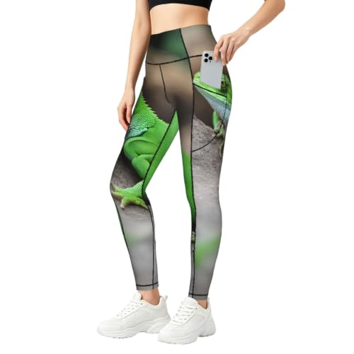 Leggings de lagarto verde para mujer y conjunto deportivo casual