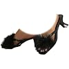 Womens Fuzzy Slippers Heels Square Toe Stilettos Heels Mules Sandals Fluffy Feather Slip On High Heeled Wedding Bridal Party Shoes