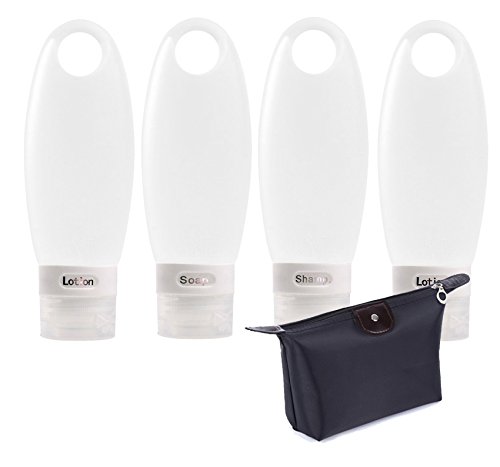 Fullplus Portable Silicone Squeezable Bottles Refillable Cosmetic Gym Containers with Shower Lanyard and face brusher