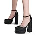 DREAM PAIRS Women’s High Chunky Platform Closed Toe Block Heels Square Toe Ankle Strap Dress Wedding Party Pumps Shoes Aurelia,Size 7,Black,SDPU2319W