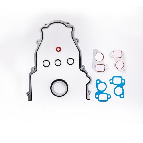Image of KAX Timing Cover Gasket Set & LS Camshaft Thrust Retainer Plate Gasket Compatible with Chevy Silverado 1500 Tahoe Suburban Avalanche Camaro Corvette Express, GMC Sierra Yukon XL 1500, 4.8 5.3 6.0 6.2L