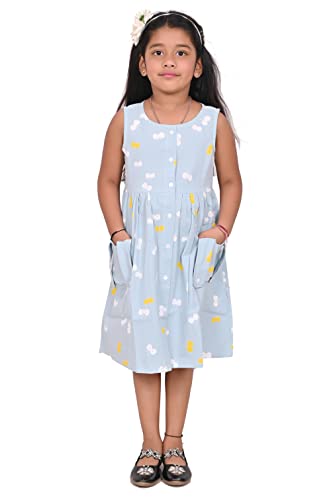Image of CMMCHAAH Pure Cotton Printed Frock Dress for Girls| Kids Dress |2-12 Years Sizes | Knee Length Frock Dress