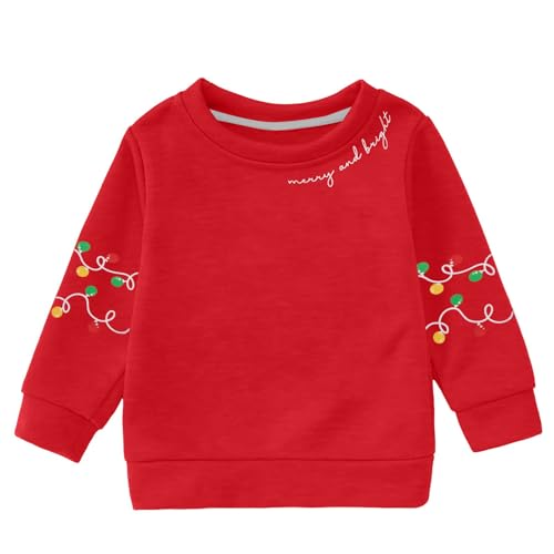 Toddler Girls Boys Christmas Sweatshirt Merry Xmas Tree Graphic Shirts Kids Crewneck Sweatshirts Winter Clothes Tops