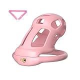 Peniskäfig aus Silikon Chastity Cage Männer mit Verstecktem Schloss und 4 ABS-Ringen Leichter und Atmungsaktiver Rosa Keuschheitskäfig Herren mit Gürtel zum Bondage des Penis (M)