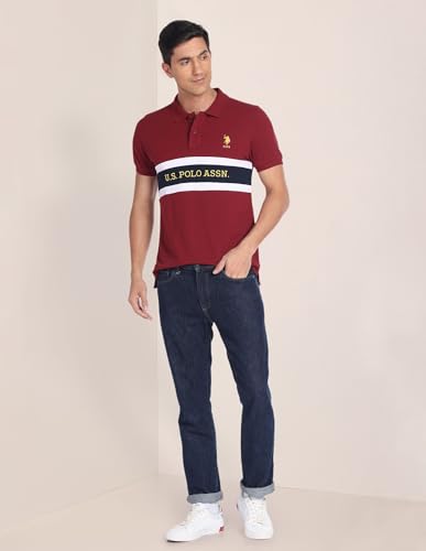 Image of U.S. Polo ASSN. Men's Horizontal Striped Slim Fit Cotton Polo Shirt
