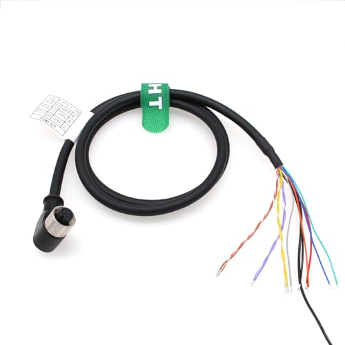 HangTon 24V Power IO Trigger Cable M12 A-Coded 12 Pin Female Right Angle to Flying Lead for Cognex in-Sight 7000 Industrial Actuator Sensor Network Automation 2m