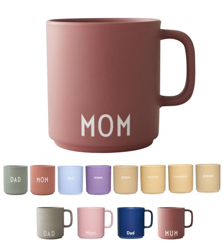 Design Letters Kaffeebecher mit Henkel MOM | MOM Tasse | Geschenke für Mama | Porzellan Kaffeetasse | Lieblingsmensch Geschenk | Tasse mit Spruch | Cappuccino Tassen | Teetasse | 250 Ml