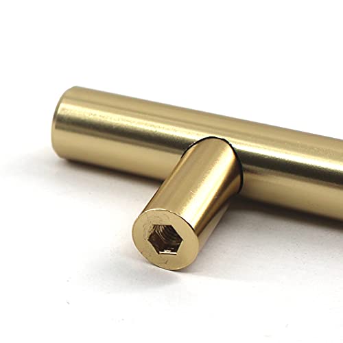 Zerniple Overall Length 300mm Brushed Brass T Bar Handle Pull Kitchen Cabinet Handle Solid Aluminum Alloy Drawer Wardrobe Pull Cupboard Knobs 192mm (2 Pieces) - Image 3