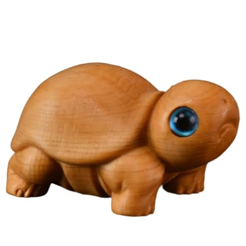 Comebachome Mini Tortues, Figurines de Petites Tortues en Bois sculpté avec des Yeux Bleus,...