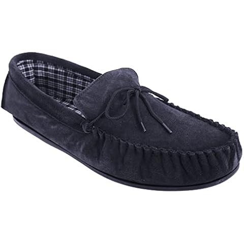 Mokkers Mens Bruce Real Suede Moccasin Slippers (9 UK) (Navy Blue) Cover