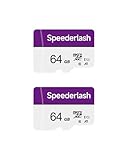 Micro SDXC Memory Card 64GB 2 Pack, Speederlash Camera Plus TF Card with Adapter, 90MB/s Read Speed, 4K UHD&5K Video Support, U1 V30 A1 Rated, for Security Camera, Smartphone, Drone, Tablet, PC