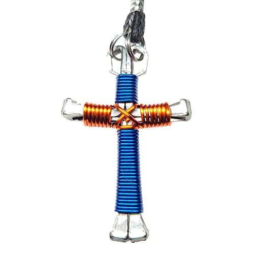 Multi-Colored Horseshoe Nail Crosses - You Pick Colors! (Blue & Orange)4