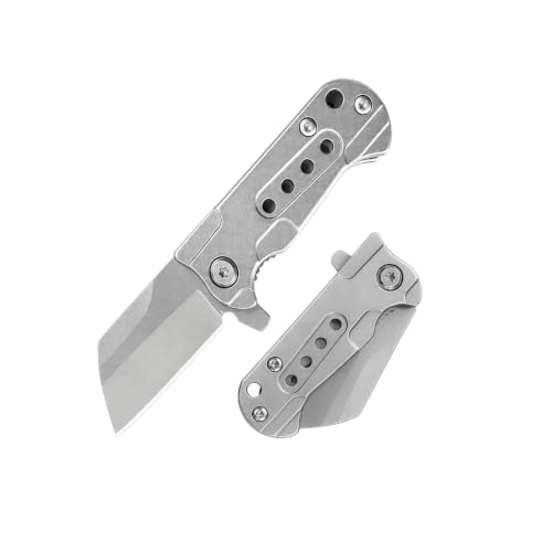 Image of BISONBERG Mini Pocket Folding Utility Knife, Stainless Steel Small Cleaver Blade with Pocket Clip