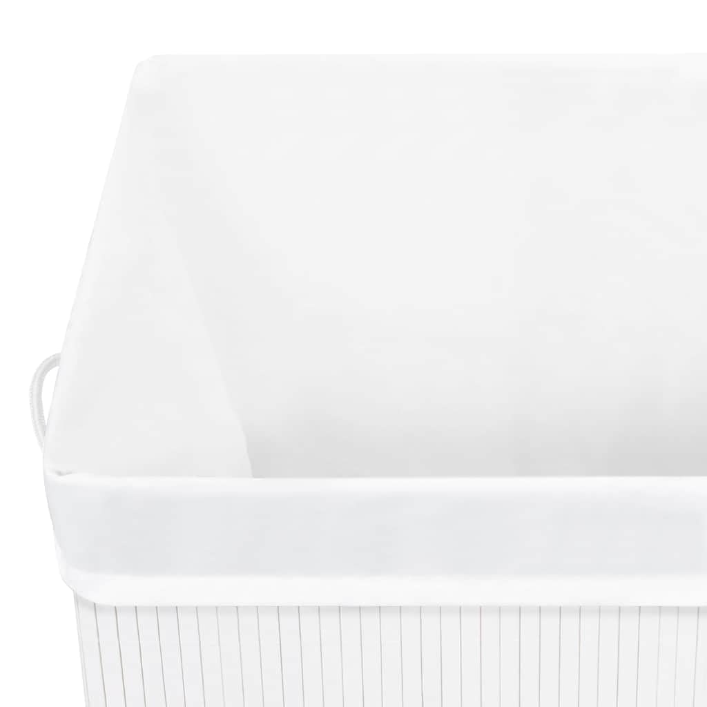 Cesto portabiancheria in bambù con sacchetto estraibile, bianco, 83 L