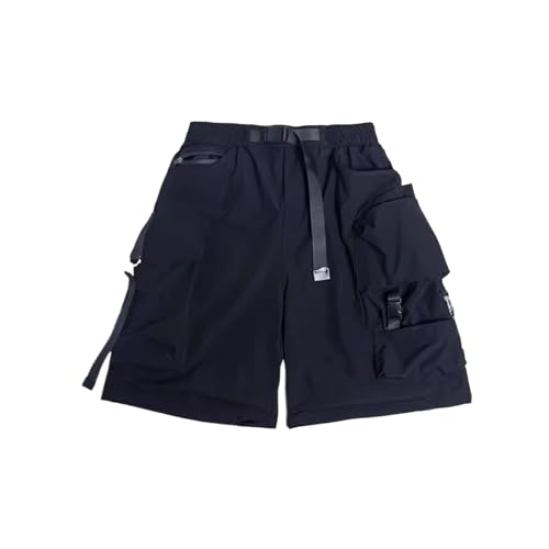 Short tactique cargo multi-poches kaki avec taille élastique pour l'été