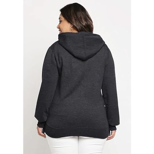 Image of Clotth Theory Women's Cotton Fleece Hooded Neck Sweatshirt | Hoodie Jacket with Kangaroo Pocket