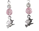 Little Witch Flying on Broomstick with Pink Beads Earrings.