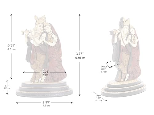Estatua de Radha Krishna de madera tallada 4 pulgadas miniatura 6