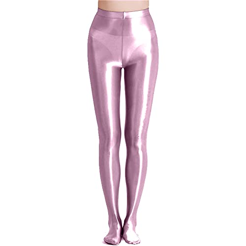 Image of cloudmall Women Sexy Semi Opaque Pantyhose Running Tights Yoga Leggings Oil Shiny Stocking