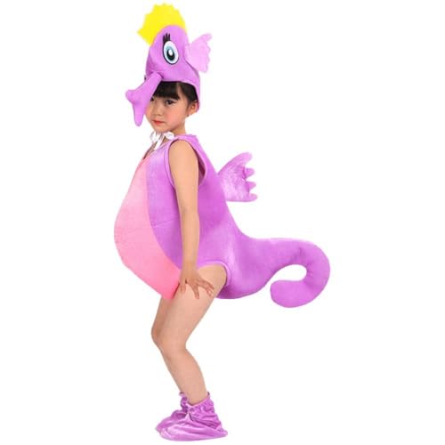 Fituenly Déguisement D'hippocampe pour Enfant, Combinaison Animal, Déguisement d'halloween pour Garçons Filles, Tenue De Cosplay sous-Marine