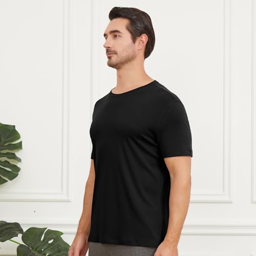 netdraw Men's Heavyweight Interlock Bamboo Viscose T-Shirt Buttery Soft Casual Basic Short Sleeve Dressy Cotton Shirt3