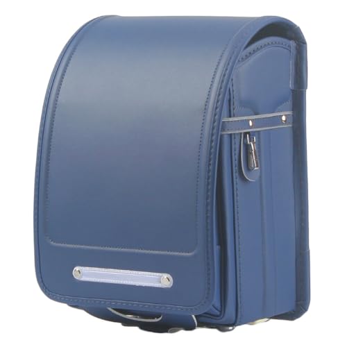 Star-Wind Ransel Randoseru Sac d'école japonais automatique pour garçons et filles Senior Cuir PU Léger Housse de pluie, bleu foncé, japonais