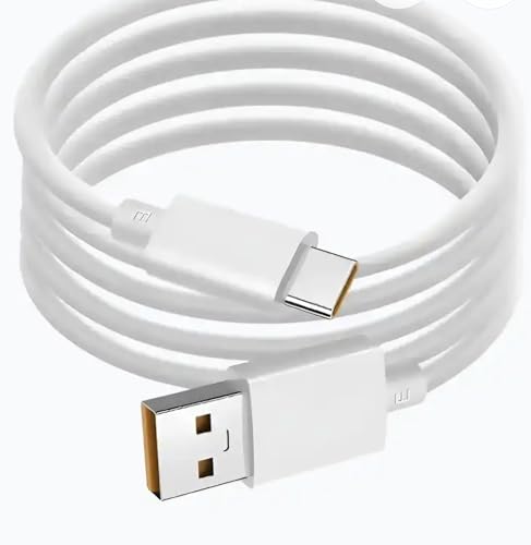 Image of USB Type-C to USB-A Cable, White Fast Charging Cord compatible with iPhone, Android, 1 Meter LengthData Cable Type C