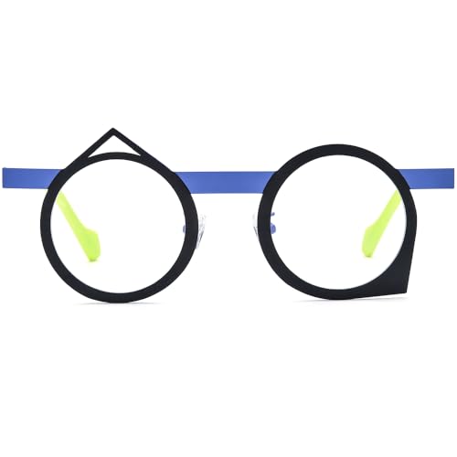 Image of FONEX Colorful Pure Titanium Glasses Frame Women Retro Round Eyeglasses