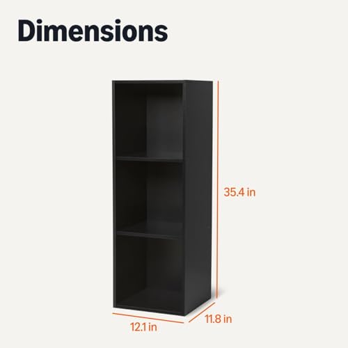 Image of Amazon Basics 3-Cube Bookcase Compatible with Fabric Storage Cube Organizers, Black